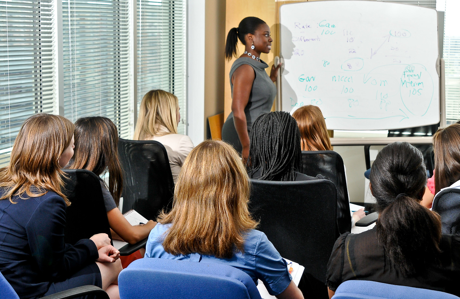 Person giving a presentation while participants watch